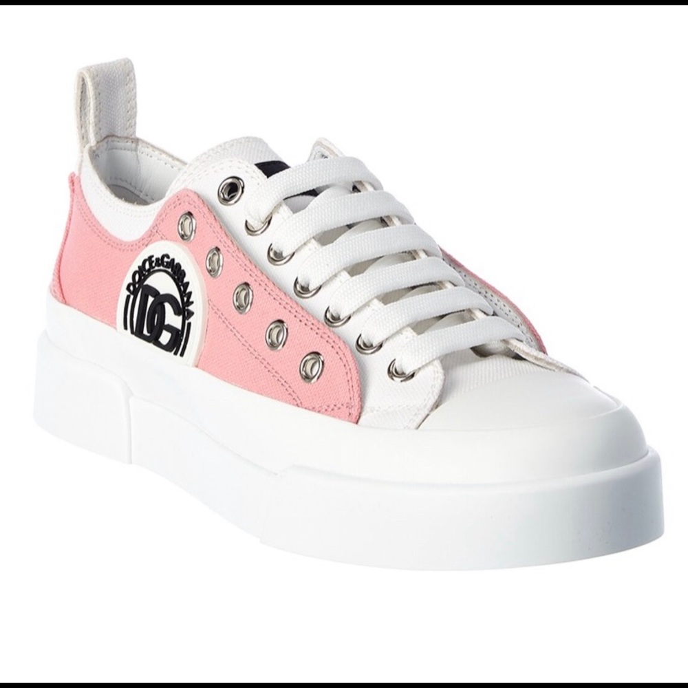 Dolce and Gabbana DG logo Portofino light canvas sneakers.